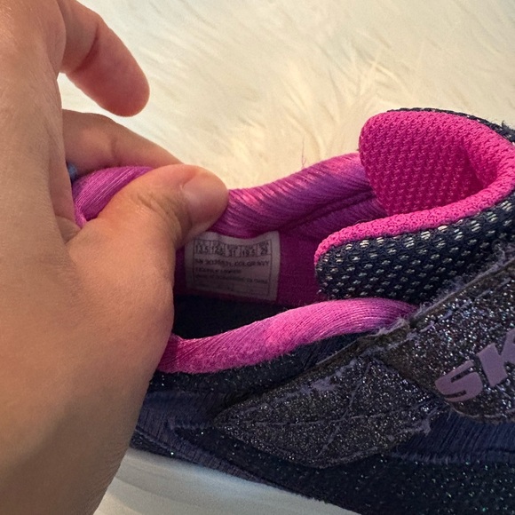 Skechers Kids' Sparkle Navy and Pink Sneakers - Picture 5 of 6